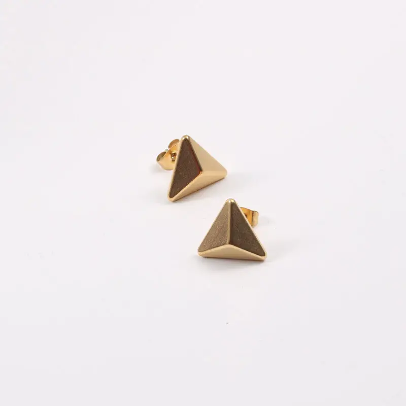 Toptan özel takı paslanmaz çelik küpe kadınlar 18K altın kaplama 3D geometrik üçgen afrika damızlık küpe