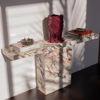 Table console en marbre naturel luxueux KUMUSI - Style rétro, facile à nettoyer, pour salon, hôtel et appartement