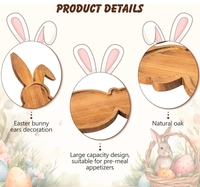 Plateau de service en bois en forme de lapin de Pâques - Planche à charcuterie en forme de lapin et d'œuf pour les fêtes et la décoration de table de vacances