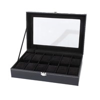 Boîte de présentation en cuir pour montres avec couvercle transparent, étui de rangement multi-emplacements pour collection de montres-bracelets
