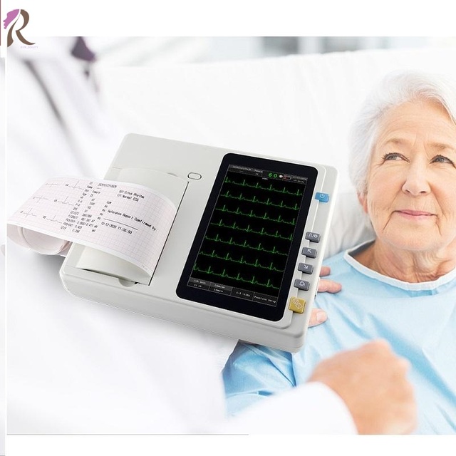 Factory Price 12-Lead ECG Machine 7 Touch Screen Portable Electrocardiograph with Auto Analysis Rechargeable Battery CE Approved
