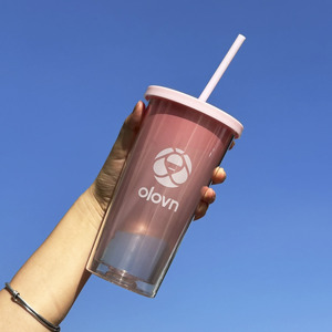 Wholesale 20oz 24oz <strong>Plastic</strong> Acrylic Double Wall <strong>Clear</strong> <strong>Tumbler</strong> Bubble Tea Cups with Straw, Factory Customized Milk Tea <strong>Tumblers</strong> - Product Image 4