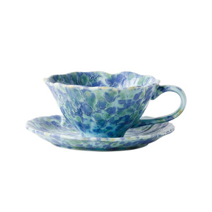 Juego de Taza y Platillo de Cerámica para Café, Taza de Té con Borde Floral Retro, Esmalte Colorido para el Té de la Tarde, para el Hogar - Product Image 5