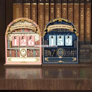 Marcador de Lectura de Madera Vintage, Capacidad para 999 Libros, Decoración de Escritorio, Diseño Tradicional, Artesanía en Madera Impresa, Suministros de Oficina - Product Image 1