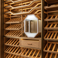 Cave à vin moderne en acier inoxydable doré à double zone, avec casier à bouteilles en chêne massif, éclairage LED intégré et température constante