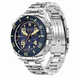 JUST Men's Quartz <b>Watch</b> Stainless Steel <b>Case</b> Folding Clasp with Safety Chronograph Tachymeter Luminous Waterproof Date Analog - Product Image 1