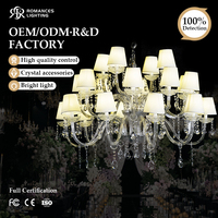 Lustre de plafond en cristal transparent haut de gamme avec corps LED, éclairage de luxe pour la décoration de mariage, hall d'hôtel