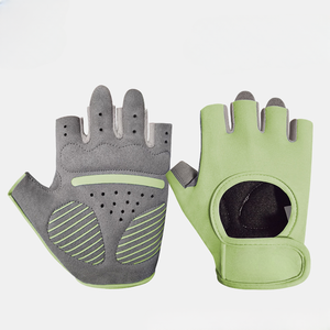 Gants de sport d'extérieur unisexes en coton à demi-doigts, paume antidérapante, sangle de poignet réglable, protection anti-callosités - Product Image 1