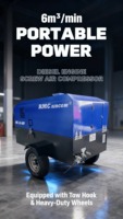 Compresseur d'air à vis lubrifié par moteur diesel 40 kW 7 bars 185 CFM 4 m³/min avec deux roues et un capot, nouveau, portable, pompe à moteur PLC