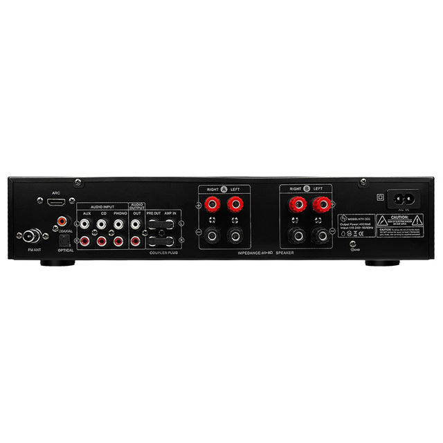 HiFi Power Subwoofer Amplifier 100W*4 A/B/A+B Zones 4.0 Channel ARC Record FM Audio Stereo Aluminium Home Amplifier Karaoke