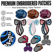 Patch brodé personnalisé motif rose, nœud et lèvres, thermocollant pour vêtements, sacs, chapeaux, vente en gros