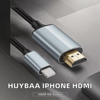 Kabel Konverter Layar Huybaa USB Tipe-C IPhone/iPad TV untuk Adaptor Digital 2M 1080P (iOS 16/15/14/13) Kompatibel dengan iPhone 13/14
