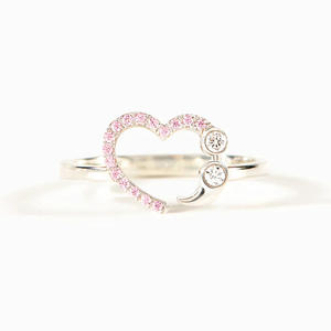 Anello da Donna T0683 con Diamante Taglio Cuore e Diamanti Rosa Fantasia Colore G Naturali per Uso Quotidiano - Product Image 5