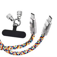Câble de lanière en nylon réglable de longueur personnalisée corde anti-perte tressée PD 60W câble de données rapide pour téléphones
