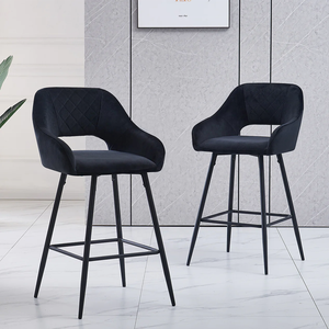 Tabouret <span class=keywords><strong>de</strong></span> bar en velours matelassé à motif losanges, chaise <span class=keywords><strong>de</strong></span> bar rembourrée avec accoudoirs pour la maison, l'hôtel et le café (vente en gros) - Product Image 2