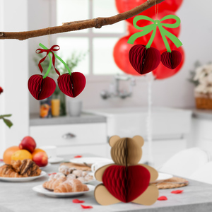 Decoración Colgante de Panal de Miel con Forma de Corazón 3D para San Valentín, Adorno de Papel Plegable Ecológico con Imanes para Fiestas, Bodas y Hogar - Product Image 2