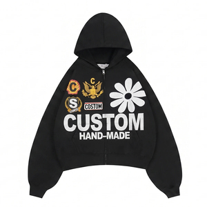 เสื้อฮู้ดดี้ผ้าพรีเมียม 450 GSM ทรงโอเวอร์ไซส์ ซิปเต็มตัว พิมพ์ลายกราฟิก คุณภาพพรีเมียม สไตล์สตรีทแฟชั่นสำหรับผู้ชาย - Product Image 1