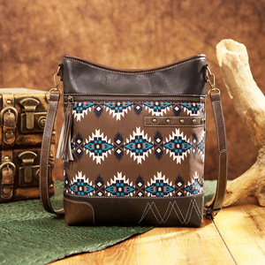 European and American Retro <b>Crossbody</b> <b>Bag</b> Printed Twill Waterproof Denim Bohemian Aztec Style Soft Nylon Material - Product Image 6