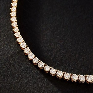 Collar de Cadena de Tenis de Lujo Chapado en Oro, Collar de Tenis Graduado con Diamantes de Moissanita de Corte Redondo para Mujer - Product Image 4