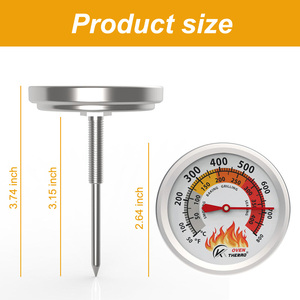 Termómetro de Acero Inoxidable para Parrilla de Barbacoa y Horno, Medidor de Temperatura de 50-800 °<span class=keywords><strong>F</strong></span> para Ahumador y Cocina - Product Image 3
