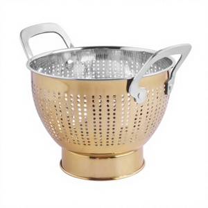 Stainless Steel Colander <b>Wire</b> Handle with Unique Color Kitchen Accessories Stylish CLASSIC Design - Product Image 1
