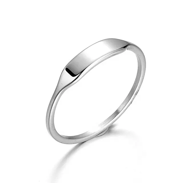 Yiwu Aceon Stainless Steel Fashion Hot Sale Women Mini Band Engraveable DIY Engrave Blank Curved ID Bar Ring