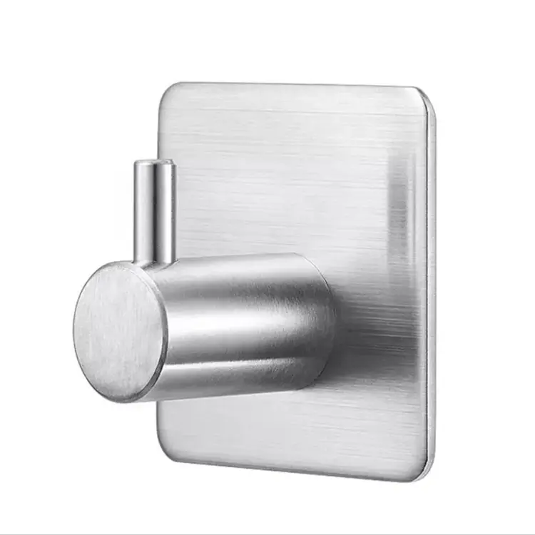 Stainless Steel Removable Bathroom Shower Towel Sticky Self Adhesive Wall Hook