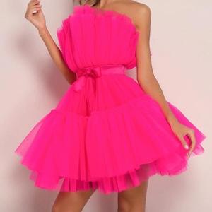 ชุดเดรสทรงพองมินิผู้หญิง แต่งโบว์ตาข่าย รุ่น Chest Model แฟชั่น - Product Image 5