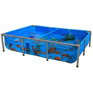 Ailinyou Hot Sale High Quality Mobile Fish Farming Tank PVC Transparent Koi Pond with Stainless frame