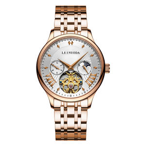 Multifunctional waterproof engraved <b>automatic</b> mechanical <b>watch</b>, cool black <b>skeletonized</b> calendar <b>watch</b> - Product Image 5