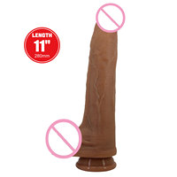 Pretty Love 11 In's, Dildo de Silicona Líquida Realista, Ecológico, Suave, Impermeable IPx7, con Ventosa, Color Marrón, Talla L, Largo 280 mm