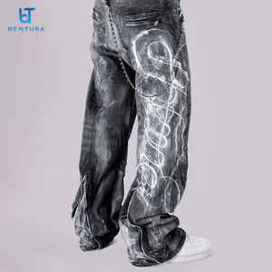 बेंटरा कस्टम जींस निर्माता कस्टम dtg प्रिंट उच्च गुणवत्ता 100% कपास विंटेज सीधे पैर बैगी डेनिम जींस - Product Image 3