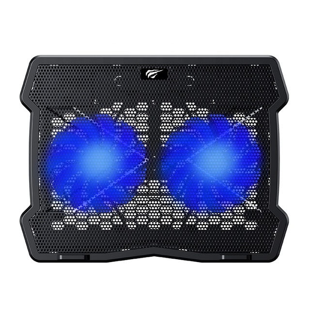 F2075 Havit 10 - 15 Inch 2 Fans Laptop Laptop Fan Cooler Stand Gaming Adjustable Folding Dual Usb Led Notebook Game Cooling Pad