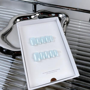 Ongles carrés courts faits à la main à pression, couleurs macaron minimalistes, finition gelée ultra-brillante, pour usage quotidien, vente en gros - Product Image 3