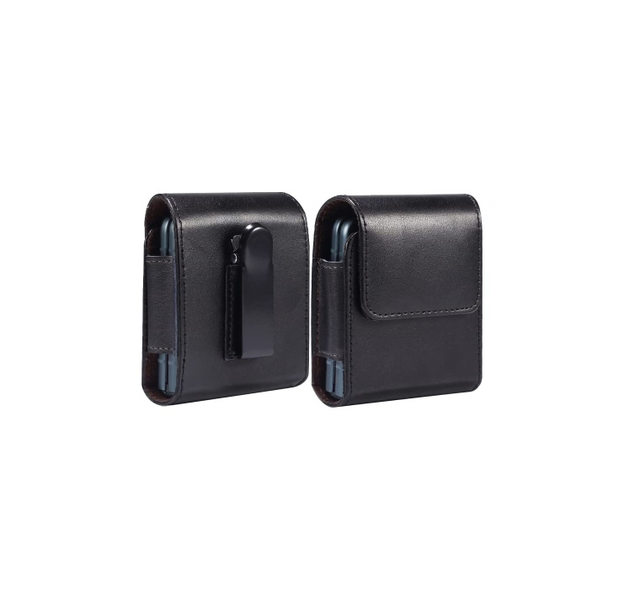 Leather Phone Holster Pouch Holder with Belt Clip Loop for Samsung Galaxy Z Flip 5/4/3 Motorola Razr 40 Ultra Razr+ 2023 2022