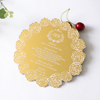 Espejo dorado personalizado acrílico tarjeta de agradecimiento redondo Floral boda menú fiesta Mesa Decoración