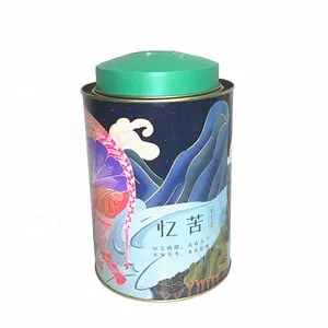 Mushroom shape tea box CMYK printing tea metal canister box coffee tin can double lid