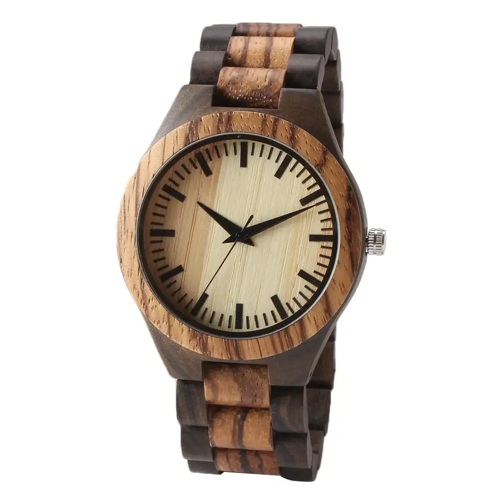 Men Watch Wristwatches Ebony Customized Wood Watch OEM Custom Gift Engraved Wooden for Husband Son Natural 2020 Unisex 6mm Round