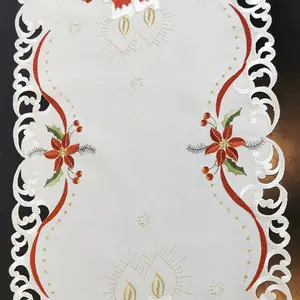 Kunden spezifische Weihnachts baumwoll leinen textil stickerei für Tischdecken