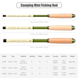 WEI 1.<span class=keywords><strong>2m</strong></span> 1.6m <span class=keywords><strong>2m</strong></span> manche en <span class=keywords><strong>bois</strong></span> Mini petit objet canne à main poche à truite Portable petite canne à pêche - Product Image 2