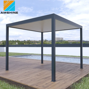 La pérgola moderna más popular para patio, pérgola <span class=keywords><strong>con</strong></span> persianas <span class=keywords><strong>de</strong></span> aluminio ajustable para exteriores <span class=keywords><strong>con</strong></span> <span class=keywords><strong>cortinas</strong></span> y puertas correderas - Product Image 5