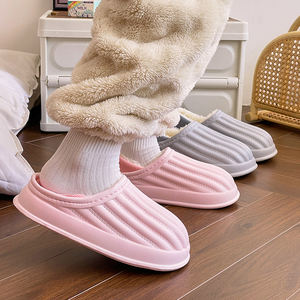 Donna signora pelosi sandalo impermeabile per la casa all'aperto in pelliccia peluche inverno Fuzzy casa pantofola per interni antiscivolo morbido di cotone caldo scarpe - Product Image 4