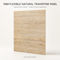 Panneau de travertin en pierre naturelle flexible de 1 mm, feuilles ultra-minces, placage de marbre