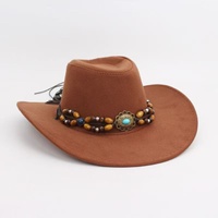 Sombrero Vaquero Occidental de Verano, Estilo Étnico, de Ala Ancha, Protección Solar para Exteriores, Poliéster/Algodón, Unisex, para Adultos, Talla 58-60CM