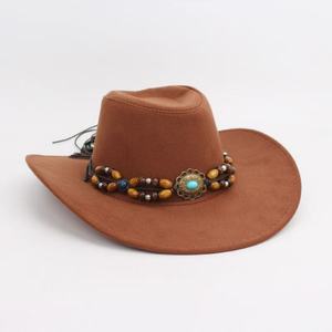 Sombrero Vaquero Occidental de Verano, Estilo Étnico, de Ala Ancha y Borde Enrollado, Protección Solar para Exteriores, de Poliéster/Algodón, Unisex para Adultos - Product Image 6
