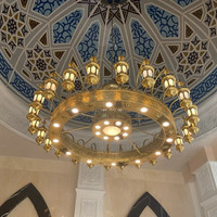 Lustre rond de grande taille pour église, grand luminaire de luxe en or, mosquée arabe, lampe suspendue pour hôtel, banquet