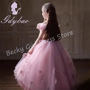 Düğün için özelleştirilmiş Çiçek Kız Elbiseleri Dantel Tül Çiçek Aplikler a-Line Muhteşem Kızın Hediyesi Doğum Günü Partisi Balo Elbisesi - Product Image 5