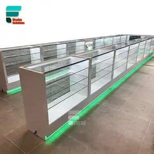 Hot Selling Tobacco Shop Counter Display Stand Shop Glass Cabinet Shelves Dispensary Display Counters Smoke Shop Display Rack