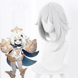 Großhandel 40cm mittellang Silber Genshin Impact Perücke Cosplay <span class=keywords><strong>Paimon</strong></span> Peluca Synthetische Anime Halloween Party Haar Perücke - Product Image 2