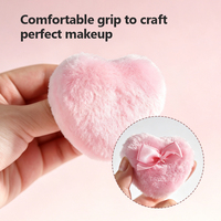 Houppette en forme de cœur personnalisable avec logo, en peluche à poils longs, avec nœud en ruban, pour poudre libre, outil de maquillage pour bébé